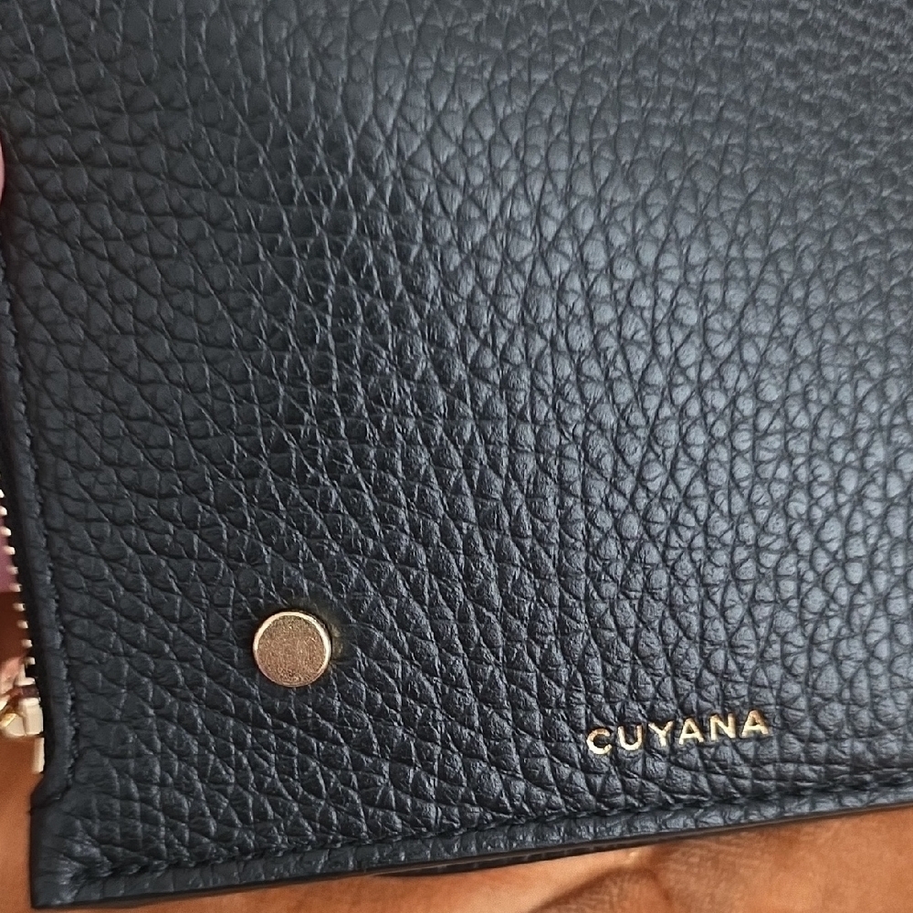 Cuyana Black Leather Clutch with Gold Accents - Picture 3 of 9